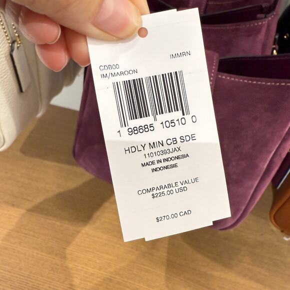 COACH Hadley Mini Crossbody Bag CDB00 Suede/Gold Maroon NWT - Picture 6 of 7